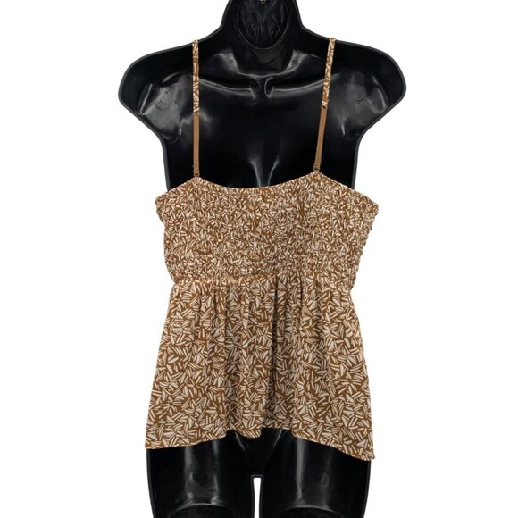 Old Navy Boho Smocked Babydoll Cami Top Women Size M Geometric Festival Resort - Picture 2 of 8